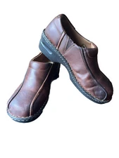 Eastland Tracie Women Brown Leather Slip On Clog Shoe Size 11M Pre Owned