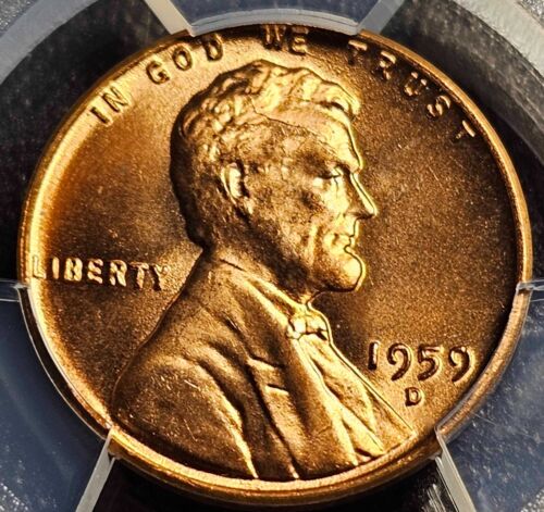 Lincoln 1st Memorial 1c Cent Penny 1959-D PCGS MS67RD Crack On Skull "L" On Rim - Picture 8 of 22