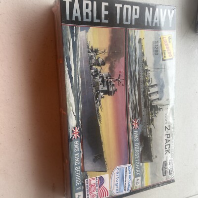 LINDBERG WWII 2-PACK TABLE TOP NAVY HMS DORSETSHIRE & HMS KING GEORGE V 1/1200
