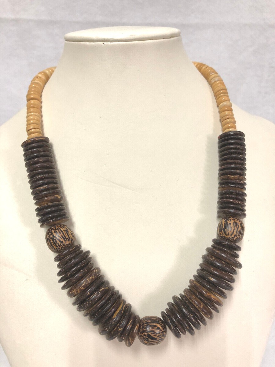 Vintage Necklaces Boho Chunky Wooden Beads Multi-Strand Vintage Necklaces Boho Chunky Wooden Beads Multi-Strand