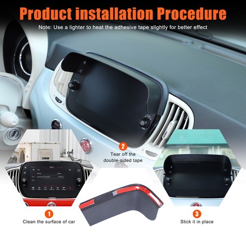 GPS Navigation Hood Black Visor Radio Sun Shade Cover Fit For Fiat 500 2016-2023 - Picture 2 of 24