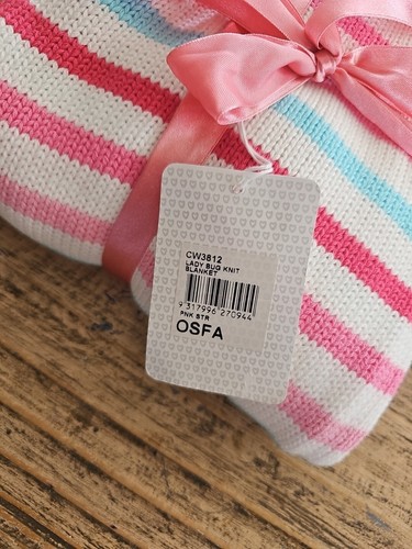 NEW Kaboosh Classic BLANKET Lady Bug Knit Blanket Pink Stripe Baby  - Picture 3 of 4