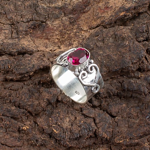 Pink Rubellite Gemstone 925 Sterling Silver Ring Handmade Jewelry Ring For Gift - Picture 2 of 3