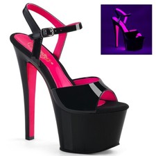 7" Black Neon Pink Platform Stripper Shoes Pole Dancer Heels Pleaser Sky-309TT