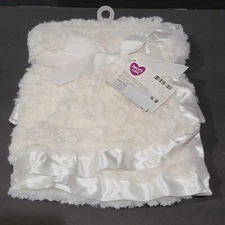Parents Choice Rosette Baby Blanket Solid White Ivory Swirl Satin Ruffle Walmart