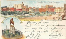 1897 Union Square & Washington Monument Manhattan NY 2 view postcard PMC by Rost