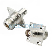 1x N Female Jack to BNC Female Jack 4 Hole Flange Panel Mount Adapter Connector