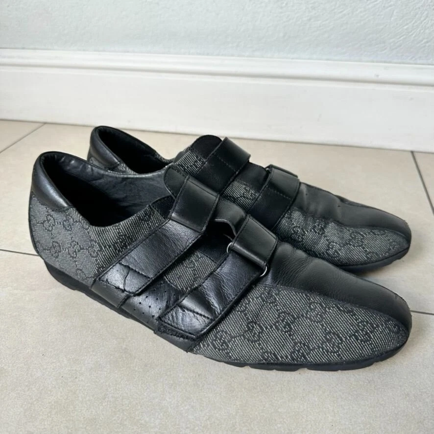 Baskets baskets Gucci Pelle Gomma homme taille 46 cuir noir monogramme haut bas