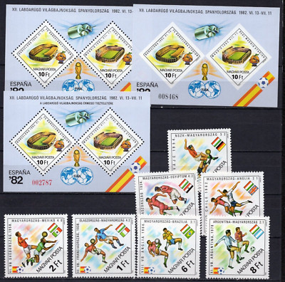 HUNGARY 1982 SOCCER WORLD CUP SPAIN SET OF 7 STAMPS & 3 S/S PERF ...