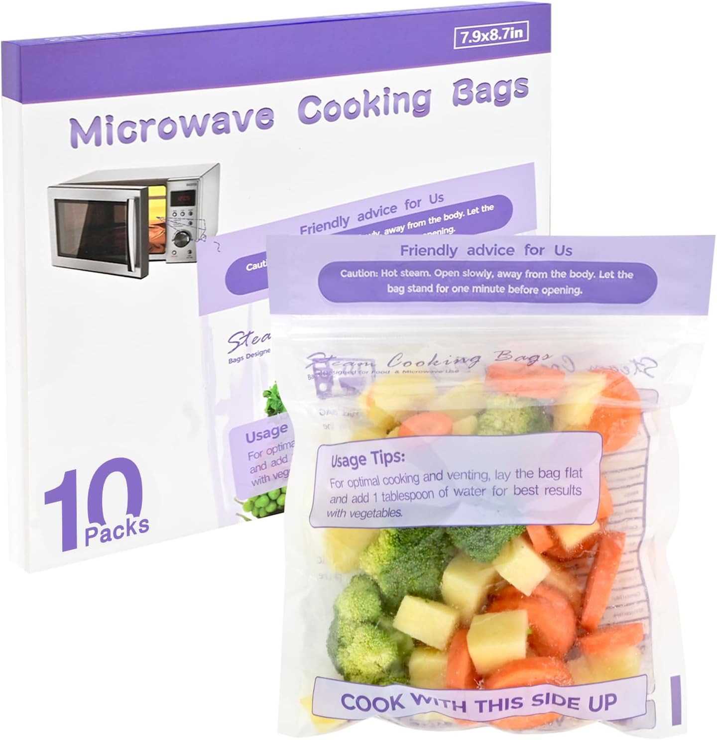 10Pcs Microwave Steamer Bag - Steam Cooking Bag Steam Food S