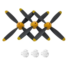3pcs 4-Blade Propeller, with Saver and Adapter for Volantex P51D RC Plane(blue）