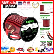 12 Gauge Wire 100FT, 2 Conductor Electrical Cable - Red and Black, Low Voltag...