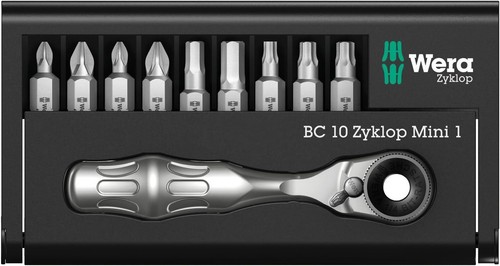 Wera 05073645001 Ratchet Set Kraftform Kompakt Zyklop Mini 1, Silver - 第 1/3 張圖片