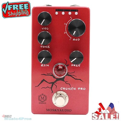 Mosky Crunch Pro Distortion Guitar Pedal 4 Modes with VOL,TONE,GAIN, PRES Button