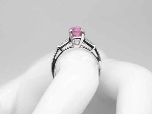 Antique 1920s $6000 Certified NO HEAT Pink Sapphire Diamond 14k White Gold Ring - 第 5/7 張圖片