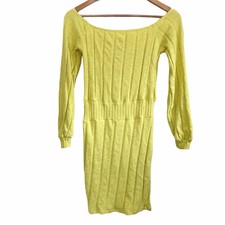 Fashion Nova NWT More To Offer Off Shoulder Yellow Sweater Mini Dress Sz Medium