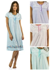 Casual Nights Women's Fancy Lace Flower Dots Short Sleeve Nightgown
