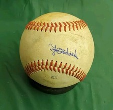 Autographed Baseball game used YERLIN LUIS Cleveland Guardians 
