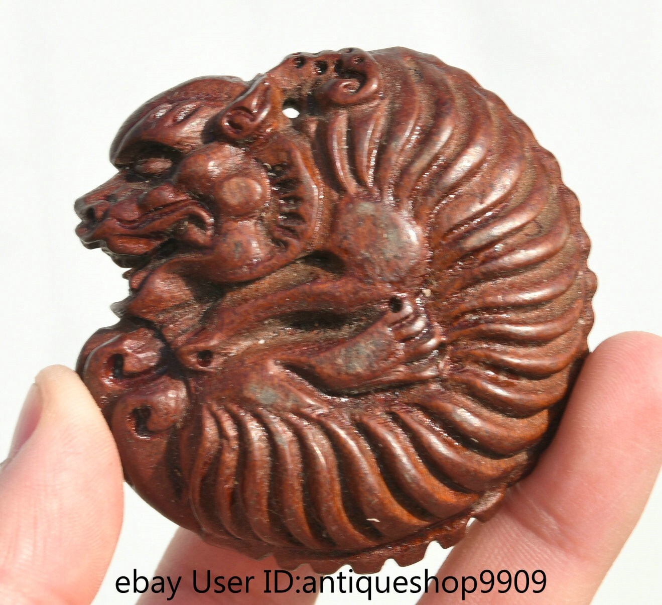 2 6 Chine buis sculpte Feng Shui Dragon animal statue penden