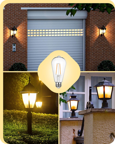 6 Pack ST64 LED Edison Bulb, Dusk to Dawn Outdoor Light, 700LM 2700K Warm White, - Picture 7 of 12