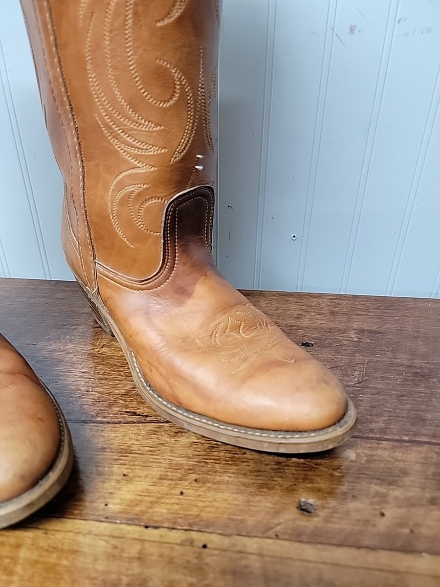 Vintage Dingo Acme Boots Mens 9 M Brown Leather Western Cowboy