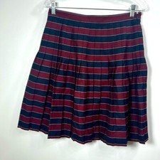 Brooks Brothers Red Fleece Blue and Maroon Pleated Plaid Wool skirt size 8