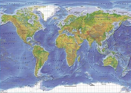 LAMINATED WORLD MAP EDUCATIONAL POLITICAL TERRAIN POSTER 61X91CM laminated-world-map-educational-political-terrain-poster-61x91cm
