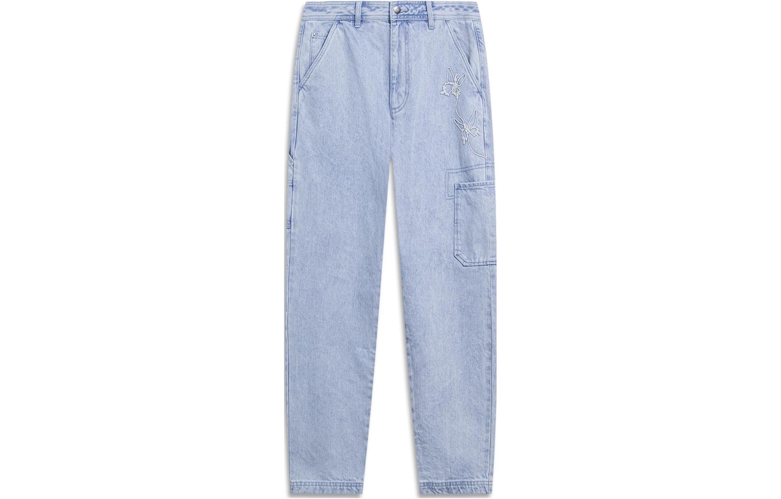 Однотонные прямые свободные джинсовые брюки из стирающейся ткани серии Li-Ning Sports Lifestyle 24190₽