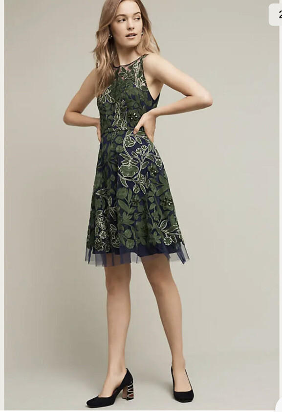 Anthropologie Pankaj & Nidhi Embroidered Fern Dress 10 Green beaded New | eBay Anthropologie Pankaj & Nidhi Embroidered Fern Dress 10 Green beaded New | eBay