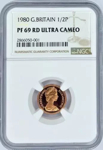 1980 Great Britain 1/2  New Penny Proof 69 RD NGC