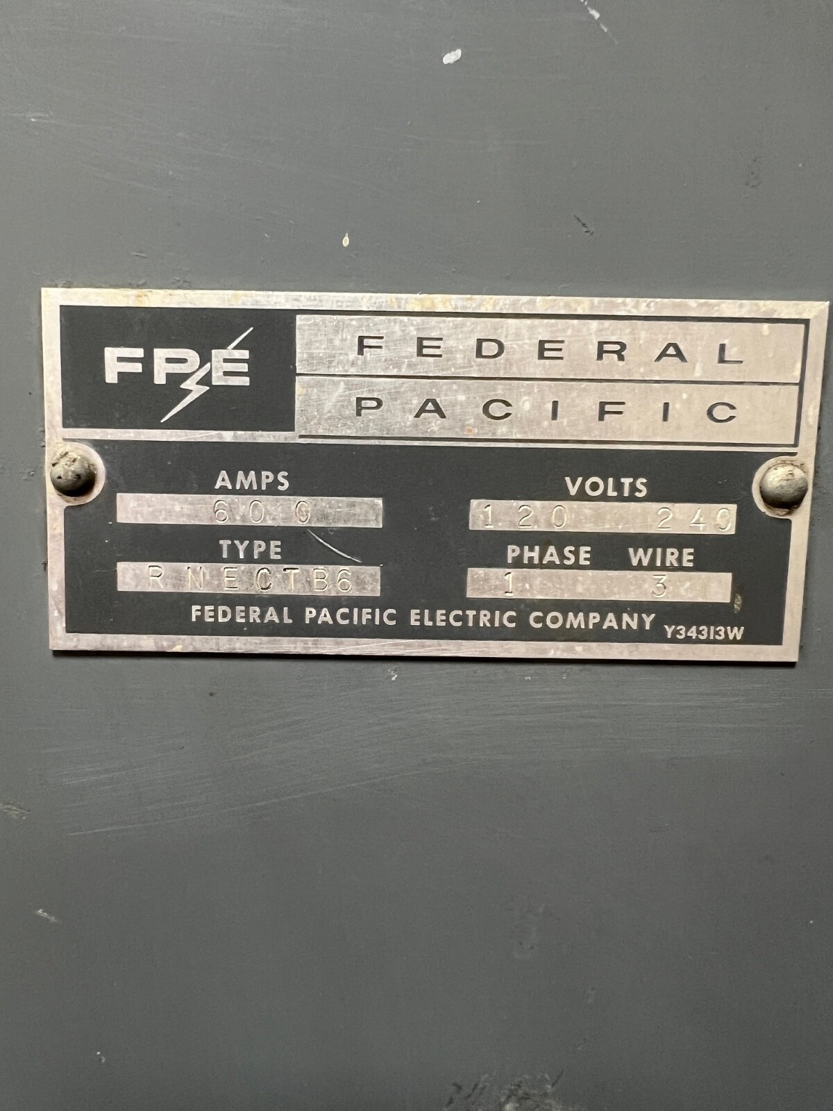 FPE Federal Pacific Electric RNECTB 6  Narrow End Cable Tap Box Cover