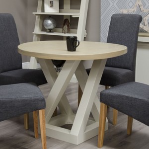 Z Oak Painted Dining Room Furniture Round Dining Table Smoked Top