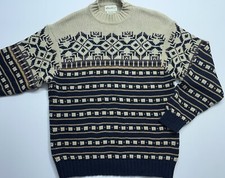 Eddie Bauer Heavy Chunky Knit Sweater Mens Size Large Crew Neck Fisherman Nordic
