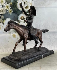 Handmade bronze sculpture Bob Cowboy Express Pony art Fegurine Hotcast Art Deco