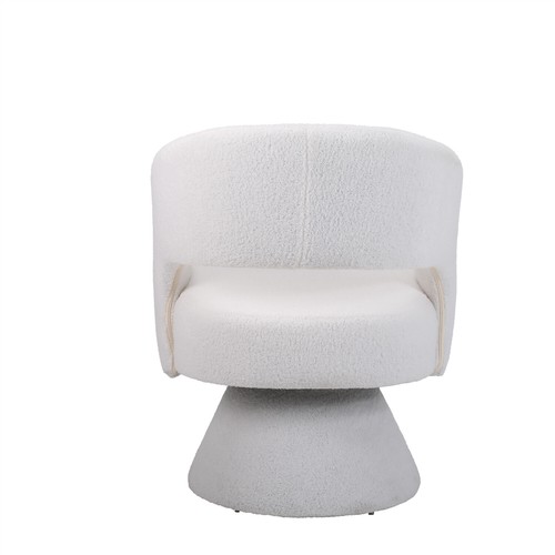 Swivel Accent Chair Armchair Single Sofa Barrel Chair for Living Room White - Picture 14 of 18