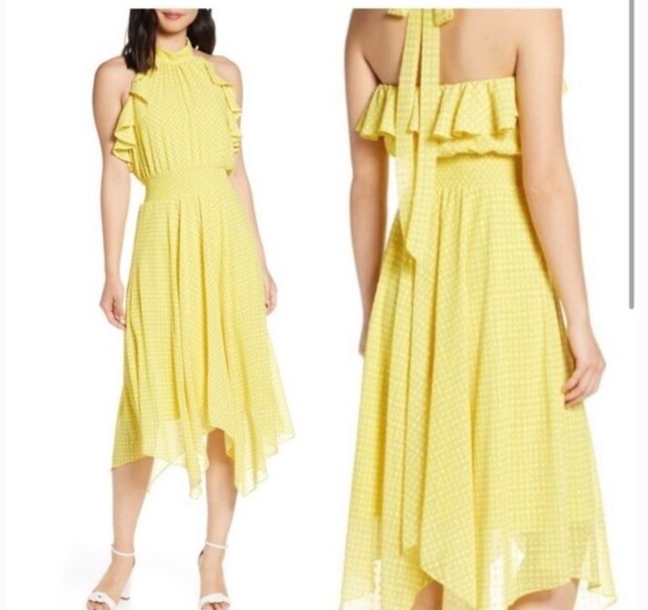 Eliza J Halter Neck Handkerchief Hem Dress Yellow 16 At Nordstrom Rack - Womens Casual Dresswear - S