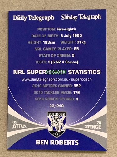2011 Daily Telegraph NRL Card-Single Cards-Choose from Dropdown List-Average. - Picture 45 of 121