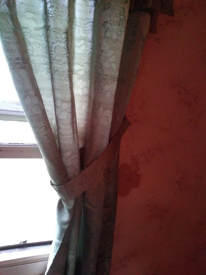 复古 2 件套绿色花卉窗帘 — 第 2/4 张图片