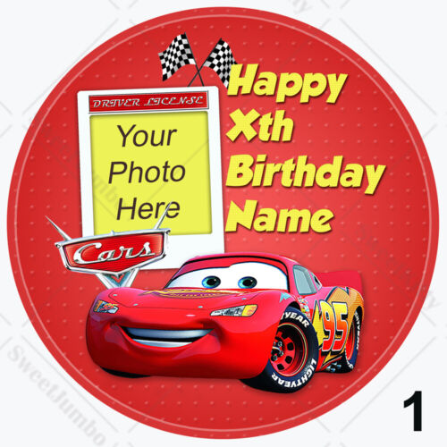 Cars Lightning Cake Topper McQueen Personalised Birthday Edible Icing - Picture 5 of 13