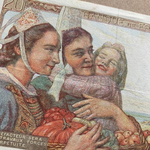 Scarce Currency 1942 France 20 Francs Banknote Breton Fisherman & Women Currency - Picture 8 of 8