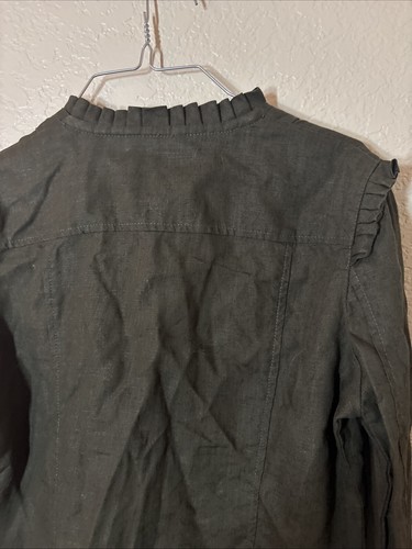 Medium Kut from the Kloth Women’s Military Jacket Green Utility Cargo Ruffle - Picture 7 of 7
