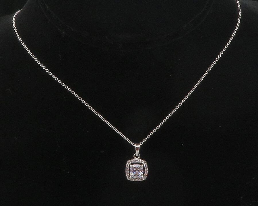 925 Sterling Silver Prong Set Sparkling Cubic Zirconia Chain