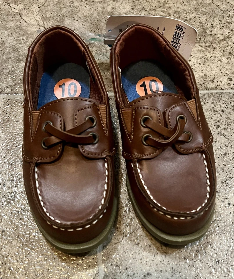 Nuevo con etiquetas Zapatos de Barco Carter's Básicos de Cuero Sintético Deslizables Marrón Talla 10Y Foto 3 de 4
