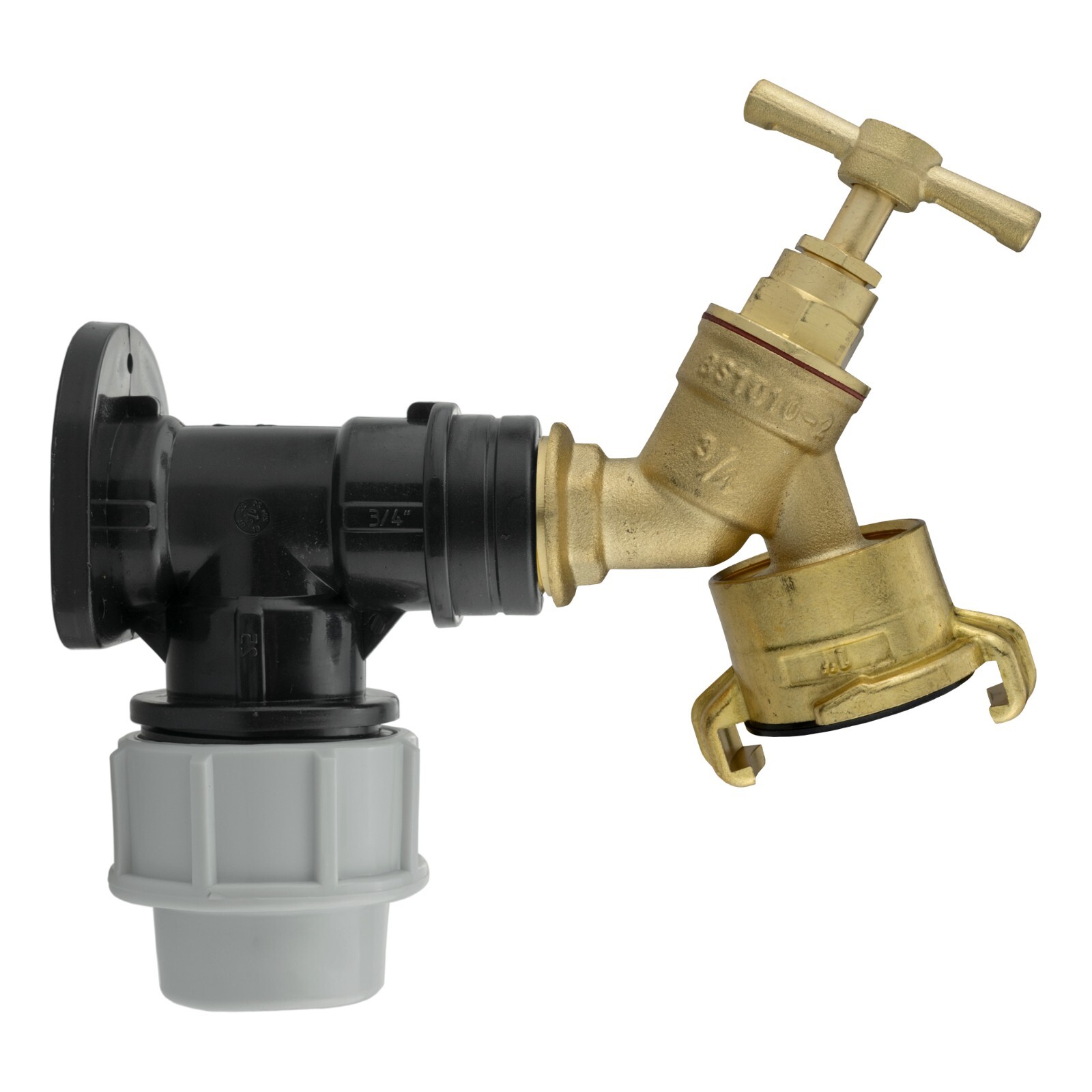 Wall Flange Compression Kit 20 mm with Brass Bib Tap and 3/4 "" GEKA Outlet Fitt