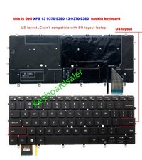 For Dell XPS 13-9370 P82G P82G001 XPS 13-9380 P82G002 Keyboard US Backlit black