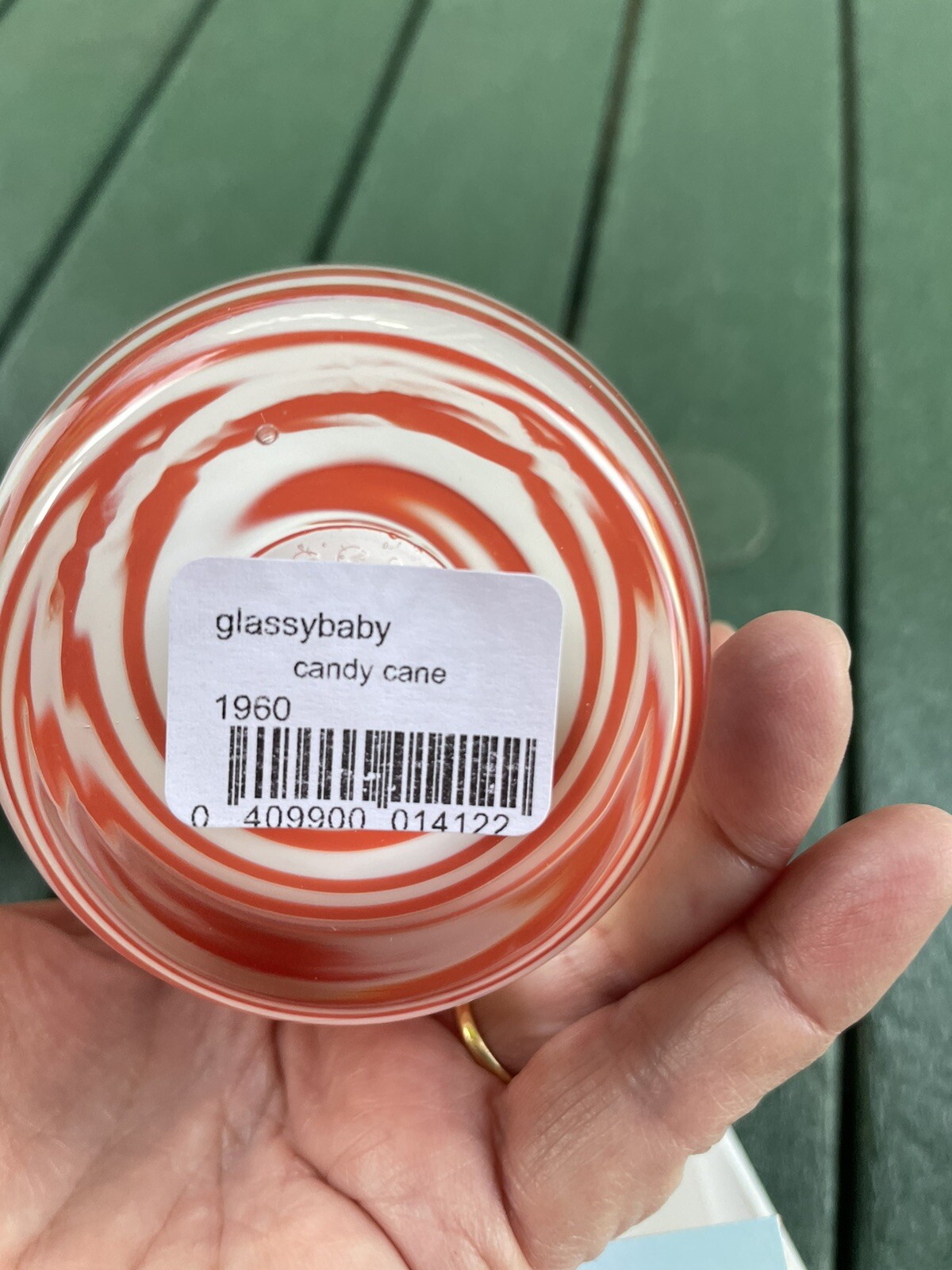 Glassybaby Candle Holder Candy Cane Sold Out *New in box*