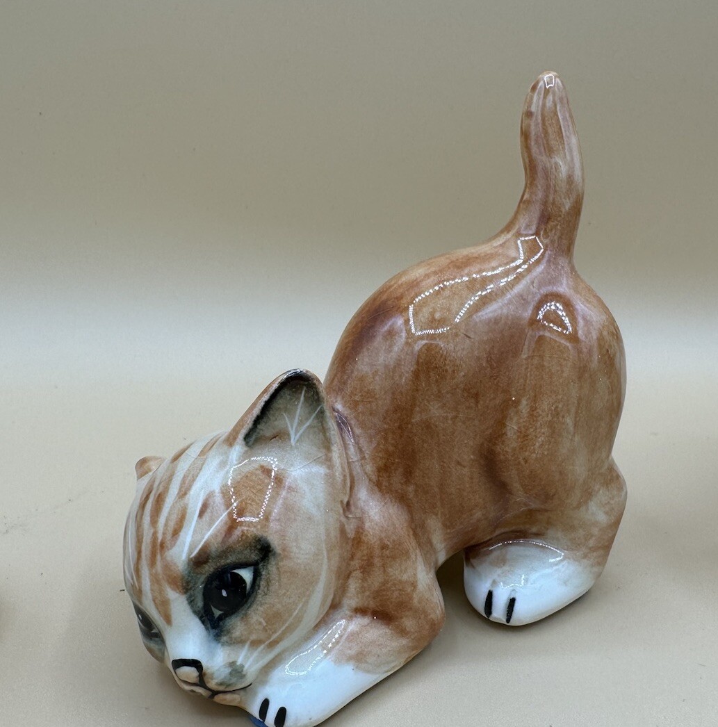 Vintage Set Of 3 Mann Japan Ceramic Tabby Cat Figurine 1978 | eBay