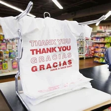 Gracias Thank You Shopping Bags – Durable Plastic Retail Bags for Small Business