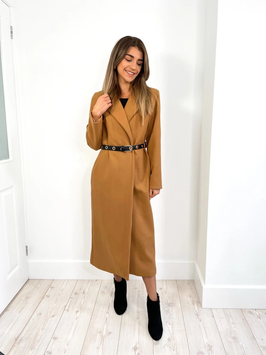 Camel coat top size 12