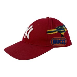 Gucci x MLB NY Yankees Bird Baseball Cap Hat Red